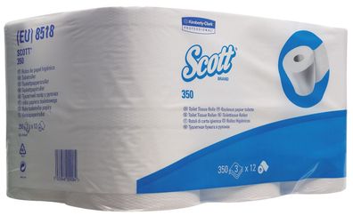 Scott® 8518 Kleinrollen Toilet Tissue - 3-lagig, geprägt, hochweiß, Rolle mit 350 Bla
