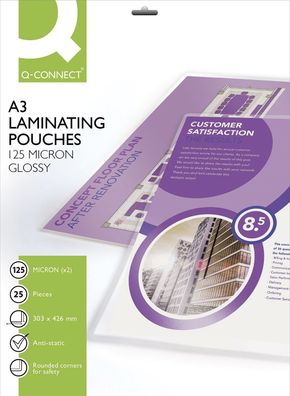 Q-Connect® KF04128 Folientasche - A3, 125 mym, 25 Stück