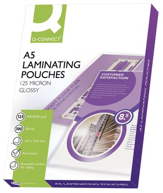 Q-Connect® KF04108 Folientasche - A5, 2x 125 mym, 100 Stück