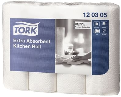 Tork® 120305 Premium Küchenrolle 26 x 24 cm, 3-lagig, weiß 4 Rollen je 51 Blatt