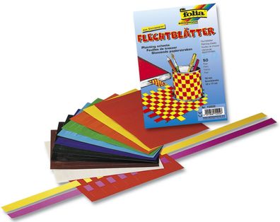 Folia 760 Flechtblätter - ungummiert, 12x17cm, 10 Farben sortiert