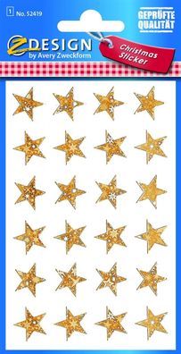Z-Design 52419, Weihnachtssticker, Sterne, 1 Bogen/24 Sticker