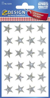 AVERY Zweckform 52256 Avery Zweckform® Z-Design 52256, Weihnachtssticker, Sterne, 1 B