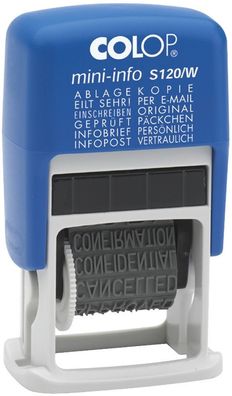 COLOP® S120W Mini-Dater - Wortbandstempel mit 12 Texten