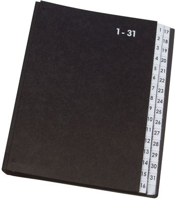 Q-Connect® KF04564 Pultordner Hartpappe - 1 - 31, 32 Fächer, Farbe schwarz