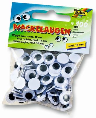 Folia 750012 Wackelaugen Ø 12 mm, rund, 100 Stück