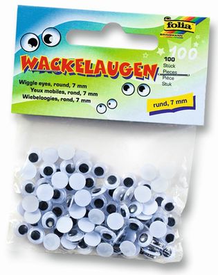 Folia 750007 Wackelaugen Ø 7 mm, rund, 100 Stück