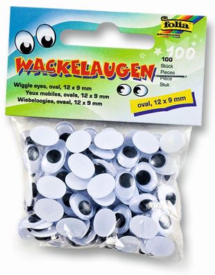 Folia 751209 Wackelaugen Ø 12 x 9 mm, oval, 100 Stück