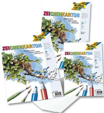 Folia 8700 Zeichenkarton 200 g/qm, DIN A3, 25 Blatt