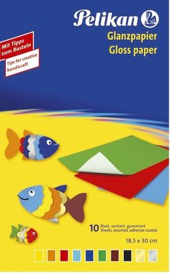 Pelikan 137935 Glanzpapier 232 M/10, Mappe mit 10 Blatt in 10 Farben