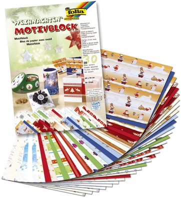 FOLIA 5149 Folia Bastelblock Weihnachten - 24 x 34 cm, 30 Blatt