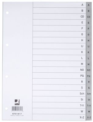 Q-Connect® KF01817 Register - A - Z, PP, mit Index, A4, 20 Blatt, grau