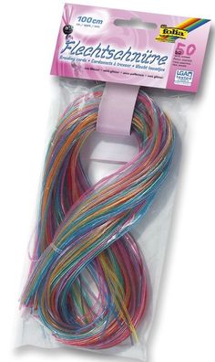 Folia 732050 Bastelset Flechtschnüre "Scoubidous" - mit Glitter, 50 Stück, sortiert