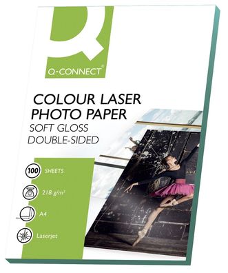 Q-Connect® KF01935 Colour Laser Fotopapier - A4, 210 g/qm, weiß, 100 Blatt