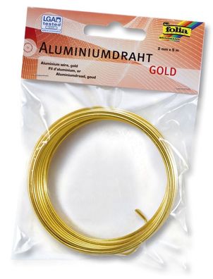 Folia 79665 Basteldraht Alu - gold, 2 mm x 5 m