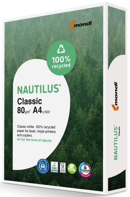 Mondi 2100005084 Nautilus Classic - A4, 80 g/qm, weiß, 500 Blatt