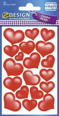 Avery Zweckform® 53205 Z-Design 53205, Deko Sticker, Herzen, 2 Bogen/38 Sticker