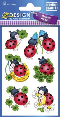 Avery Zweckform® 53281 Z-Design 53281, Deko Sticker, Marienkäfer, 2 Bogen/12 Sticker