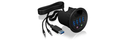 Adapter ICY-BOX Tisch-Hub 4x USB 3.0 Type-A mit Audio Ein-/Ausgang