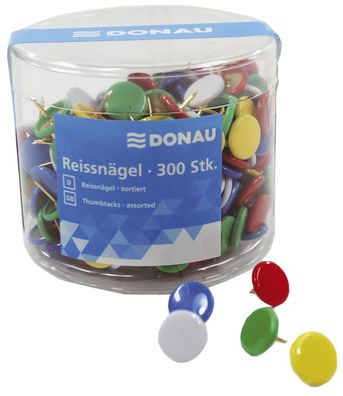 DONAU 7832001-99 Reißnägel - Ø 10 mm, sortiert, Dose 300 Stück