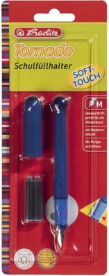 Herlitz 8621369 Füllhalter Tornado - M-Feder, sortiert, Blister inkl. 2 Patronen