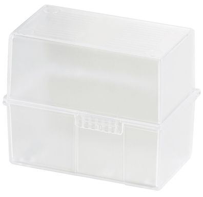 HAN 979-63 Karteibox DIN A8 quer - für 200 Karten mit Stahlscharnier, transparent