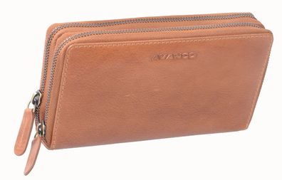 Leder Damen Portemonnaie mittelbraun – Langbörse mit RFID, 3-fach Scheinfach & viel S