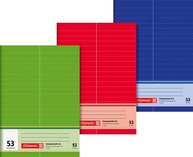 Brunnen 1046925 Vokabelheft A6 liniert, mit Teilungslinie, Lin. 53