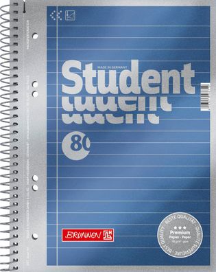 Brunnen 1067151 Collegeblock Student Premium A5 liniert, mit Randlinie innen Deckblat