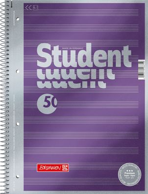Brunnen 1067144 Collegeblock Premium Student "Noten" A4 Notenlineatur Deckblatt: viol
