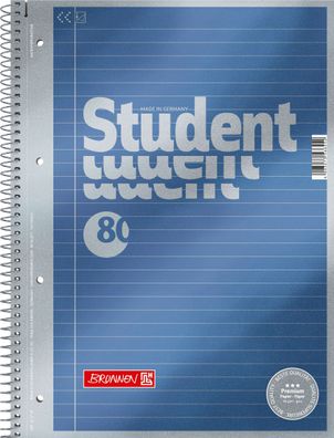 Brunnen 1067141 Collegeblock Student Premium A4 liniert, mit Randlinie innen Deckblat