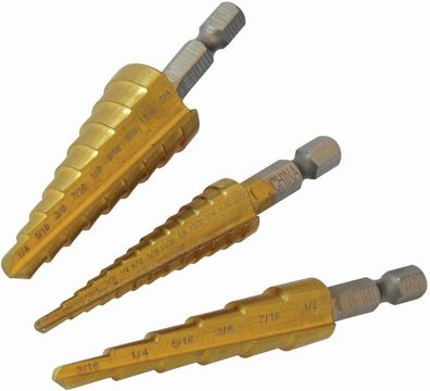 Silverline Bohrer Titanbeschichtete HSS-Stufenbohrer, 3-tlg. Satz 3-tlg