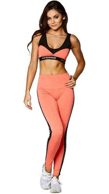 Gym Glamour Damen Leggings Leggins High Waist Orange FGGL046