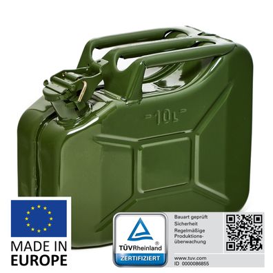 BW® Kraftstoffkanister Metall Benzinkanister 10 Liter - UN-Zulassung - Hergestellt in