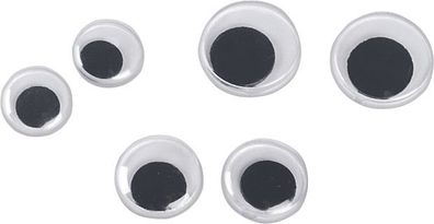 KNORR prandell 212479117 Wackelaugen-Sortiment Ø 7, 10, 12 mm weiß mit schwarzer Pupi