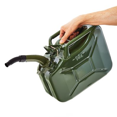 BW® Kraftstoffkanister Metall Benzinkanister 10 Liter mit Ausgießer - UN-Zulassung