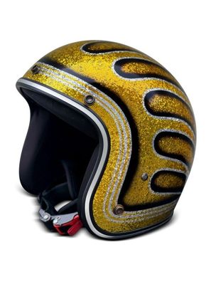 Alpha Speeds Super Flake Jet Helm Biker Chopper Motorrad Jethelm Custom Helmet Gelb