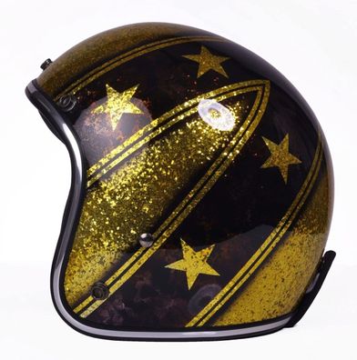 Alpha Speeds Super Flake Jet Helm Biker Chopper Motorrad Jethelm Custom Helme Gelb