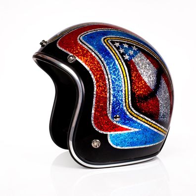 Alpha Speeds Super Flake Jet Helm Biker Chopper Motorrad Jethelm Custom Helme America