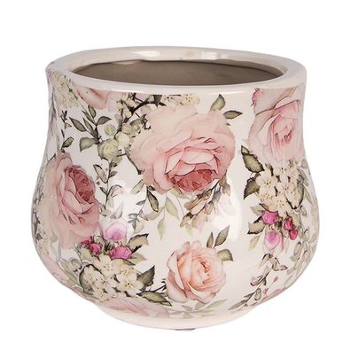 Clayre & Eef Blumentopf Ø 18x15 cm Beige Keramik (Gr. Ø 18x15 cm)