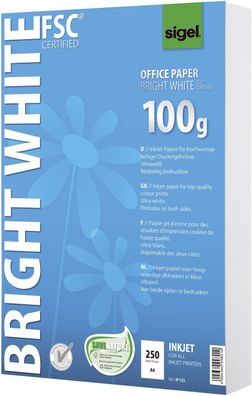 SIGEL IP125 Office Papier BRIGHT WHITE, ultraweiß, 100 g/qm, A4, 250 Blatt