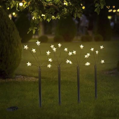 LED Gartenleuchtstäbe Sterne 4er Set, Leuchtstäbe für Garten, Terrasse, Balkon, Leuch