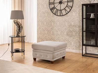 Cleo Blink - Chesterfield Fußhocker aus Samt mit Kristallsteppung