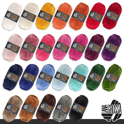 Lana Grossa 50 g The Look fine Chenillegarn fein Wolle Stricken Häkeln 26 Farben