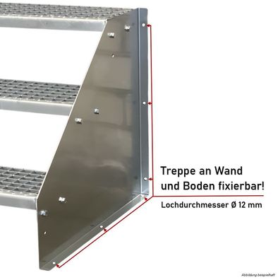 4 Stufen Standtreppe komplett anthrazit 18 cm Tritthöhe, 60 - 160 cm B, 72 cm Höhe