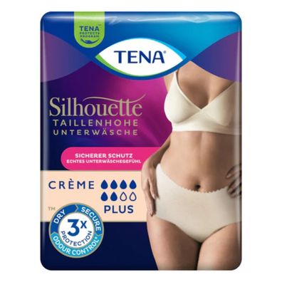 TENA Silhouette Plus Creme Inkontinenzpants Gr. L | Packung (8 Stück) (Gr. L)