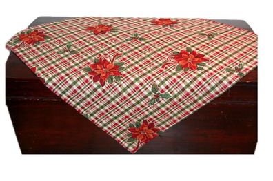 Gobelin Tischdecke Weihnachten 110x110 Mitteldecke Weihnachtsdecke Rot Grün Hossner