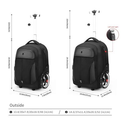 20 Inch Rolling Laptop Backpack - Wheeled Carry-On Trolley Bag