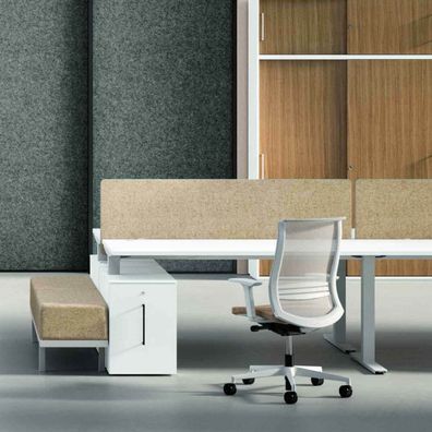 Teamarbeitsplatz für 4 Personen Winglet elektrisch höhenv. 286-386 x 164 x 65-130cm