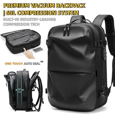 One-Touch Vacuum Compression Laptop Backpack for Men - 5cm Expandable